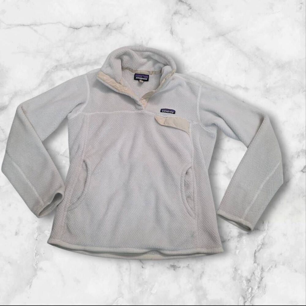 Patagonia White & Tan Fleece Jacket Size Medium